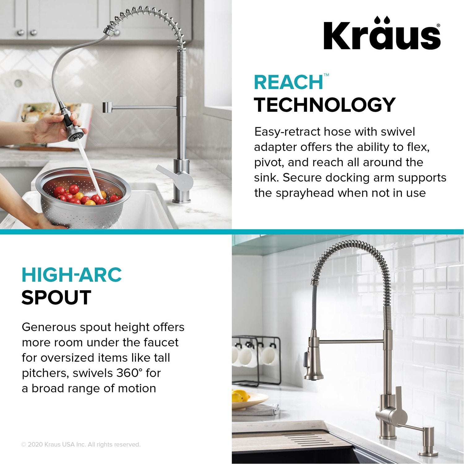 KRAUS Britt Commercial Style Pull-Down Single Handle Kitchen Faucet in Spot Free Antique Champagne Bronze KPF-1691SFACB | DirectSinks