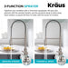 KRAUS Britt Commercial Style Pull-Down Single Handle Kitchen Faucet in Spot-Free Stainless Steel and Matte Black-Kitchen Faucets-DirectSinks