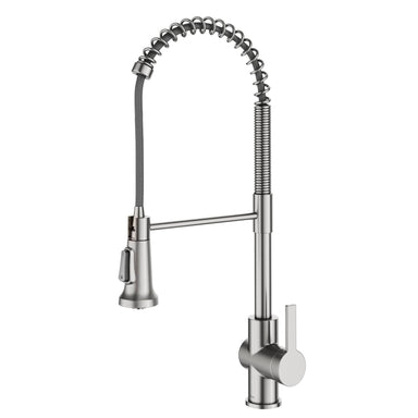 KRAUS Britt Commercial Style Pull-Down Single Handle Kitchen Faucet in Spot Free Stainless Steel-Kitchen Faucets-DirectSinks