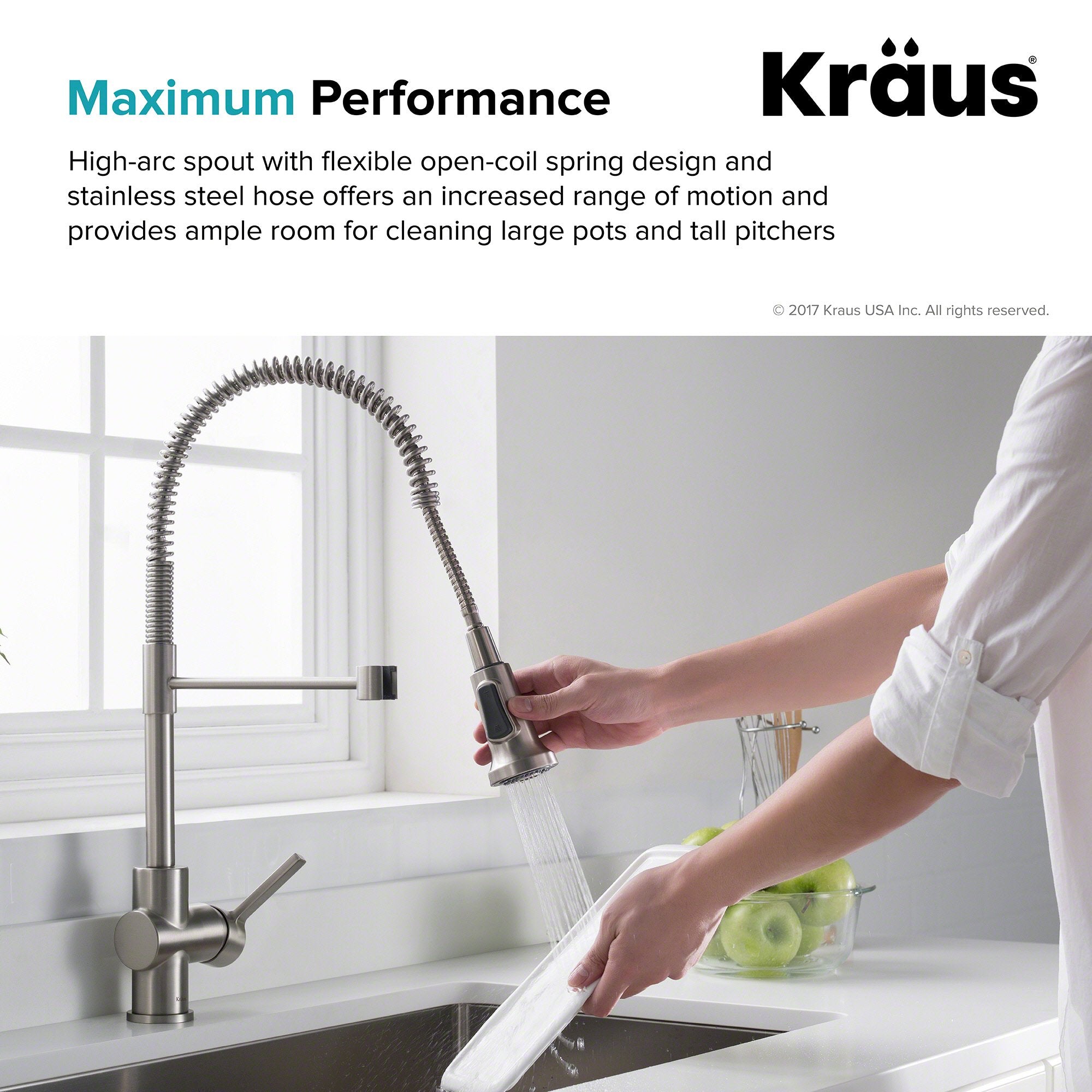 KRAUS Britt Single Handle Commercial Kitchen Faucet with Deck Plate and Soap Dispenser in all-Brite Spot Free Stainless Steel-Kitchen Faucets-KRAUS