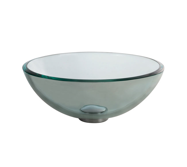 KRAUS Clear 14" Glass Vessel Bathroom Sink with PU-MR-Bathroom Sinks-DirectSinks