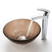 KRAUS Clear Brown 14" Glass Vessel Bathroom Sink with PU-MR-Bathroom Sinks-DirectSinks