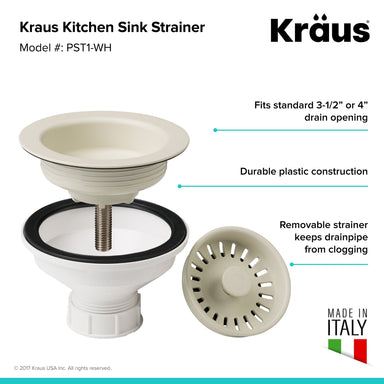 KRAUS Color Matched Kitchen Sink Strainer - White-DirectSinks