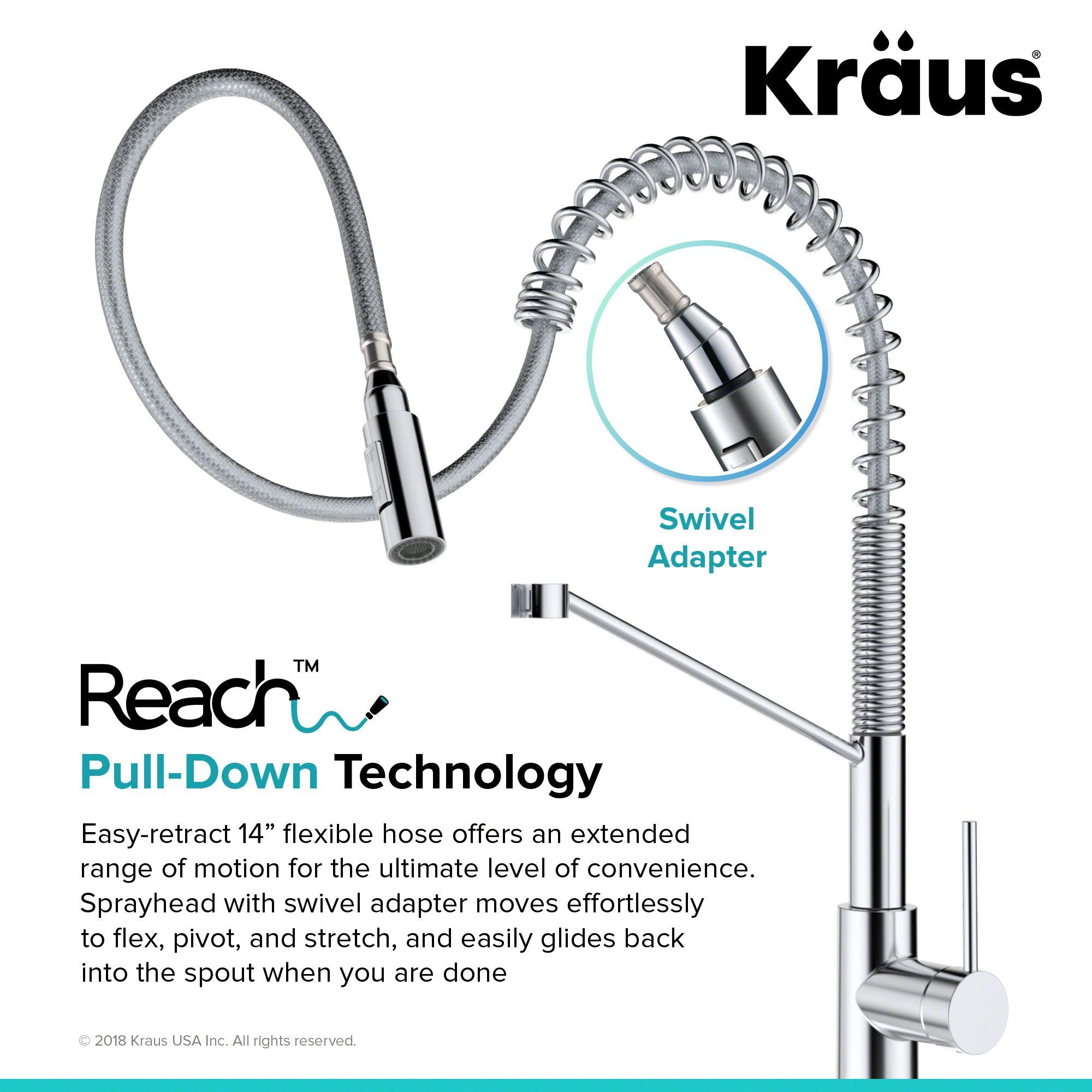 KRAUS Commercial Pull Down Kitchen Faucet in Chrome KPF-2631CH | DirectSinks