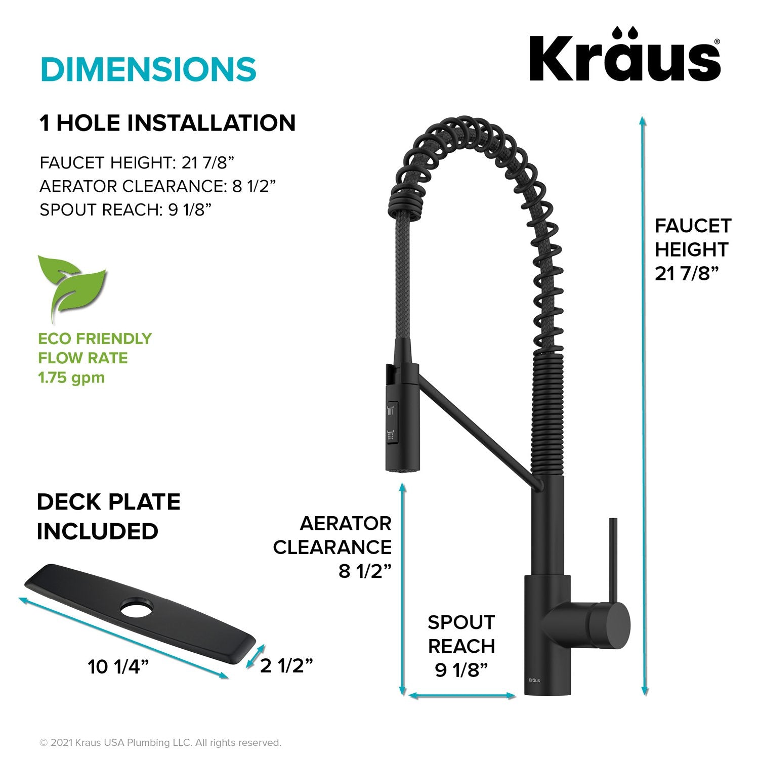 KRAUS Commercial Pull Down Kitchen Faucet in Matte Black KPF-2631MB | DirectSinks