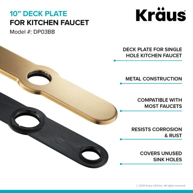 KRAUS DP03BB 10-Inch Deck Plate for Kitchen Faucet in Brushed Brass-Kitchen Accessories-KRAUS