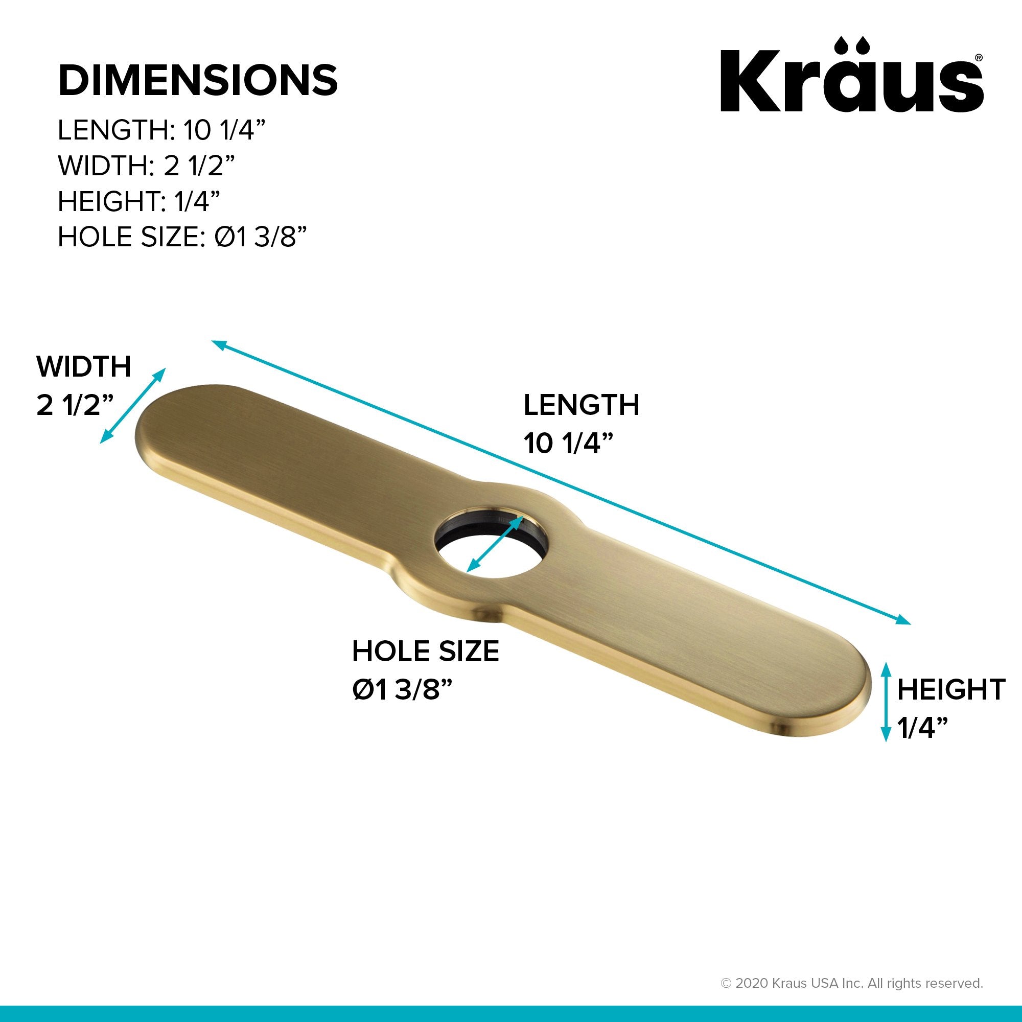 KRAUS DP03BB 10-Inch Deck Plate for Kitchen Faucet in Brushed Brass-Kitchen Accessories-KRAUS