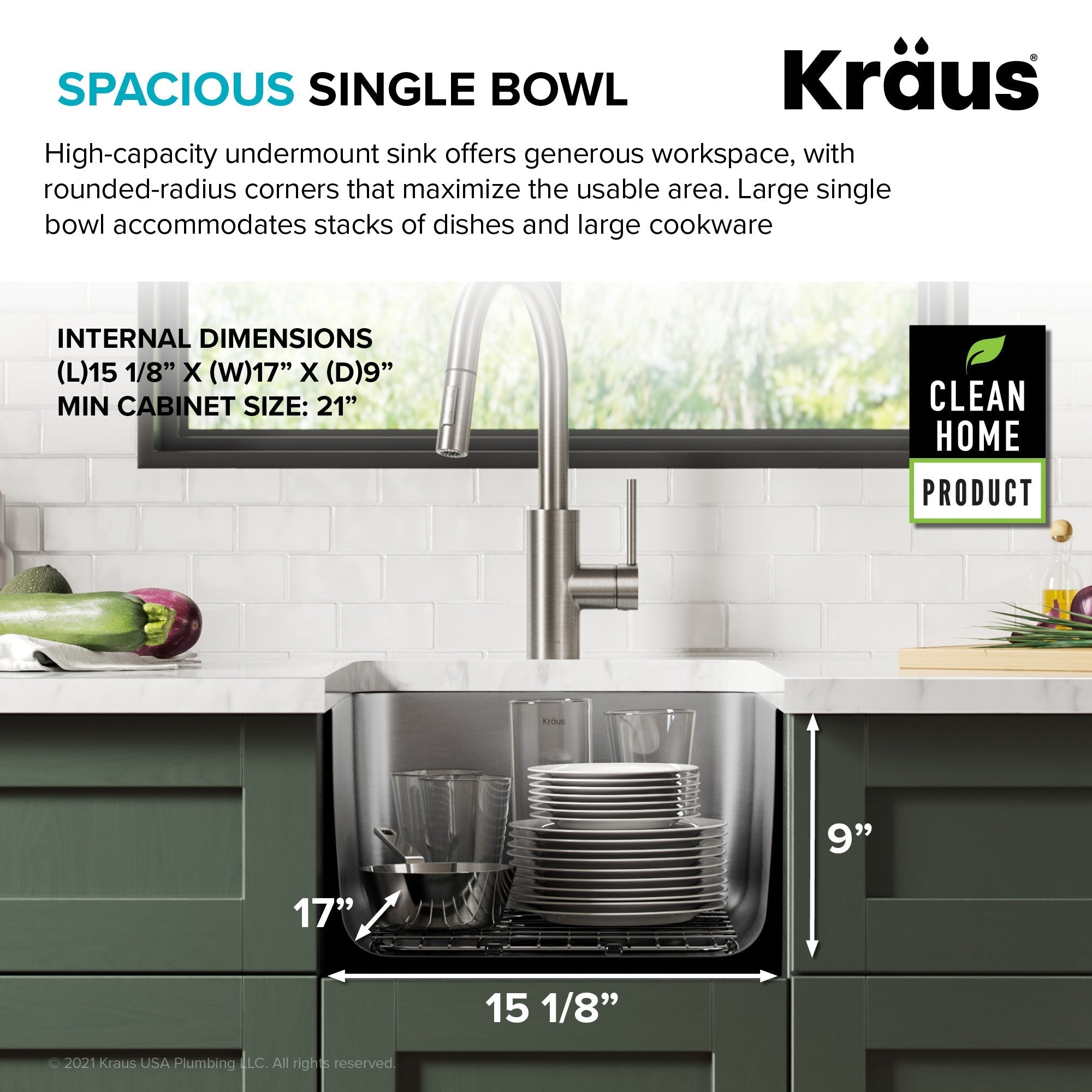KRAUS Dex 17" Undermount 16 Gauge Stainless Steel Kitchen Sink-Kitchen Sinks-DirectSinks