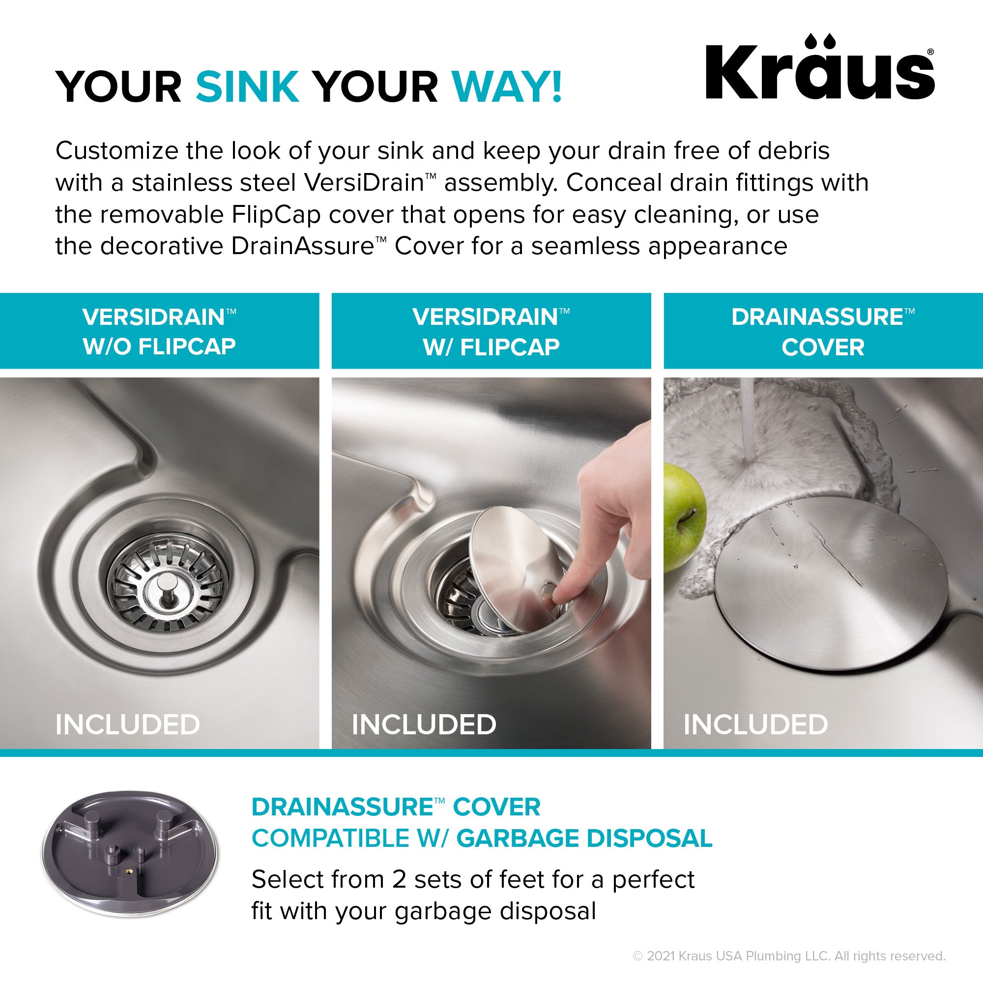 KRAUS Dex 25" Undermount 16 Gauge Stainless Steel Kitchen Sink with VersiDrain-Kitchen Sinks-DirectSinks