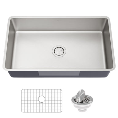 KRAUS Dex 32" Undermount 16 Gauge Antibacterial Stainless Steel Kitchen Sink-Kitchen Sinks-KRAUS