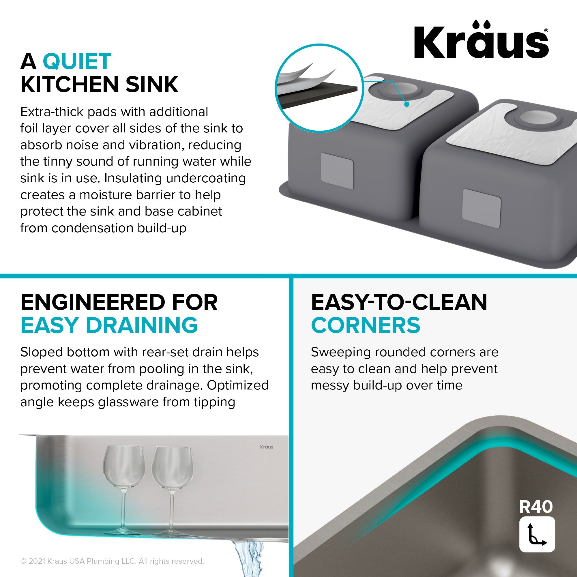 KRAUS Dex 33" Undermount 16 Gauge Stainless Steel Double Bowl Kitchen Sink-Kitchen Sinks-DirectSinks