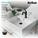 KRAUS Elavo 18 1/2-Inch Square White Porcelain Ceramic Bathroom Vessel Sink with Overflow and Arlo Faucet Combo Set with Lift Rod Drain-Bathroom Sinks & Faucet Combos-DirectSinks