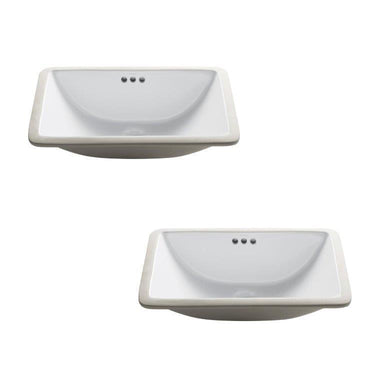 KRAUS Elavo 21" Rectangular Undermount White Porcelain Bathroom Sink with Overflow (2-Pack)-Bathroom Sinks-KRAUS