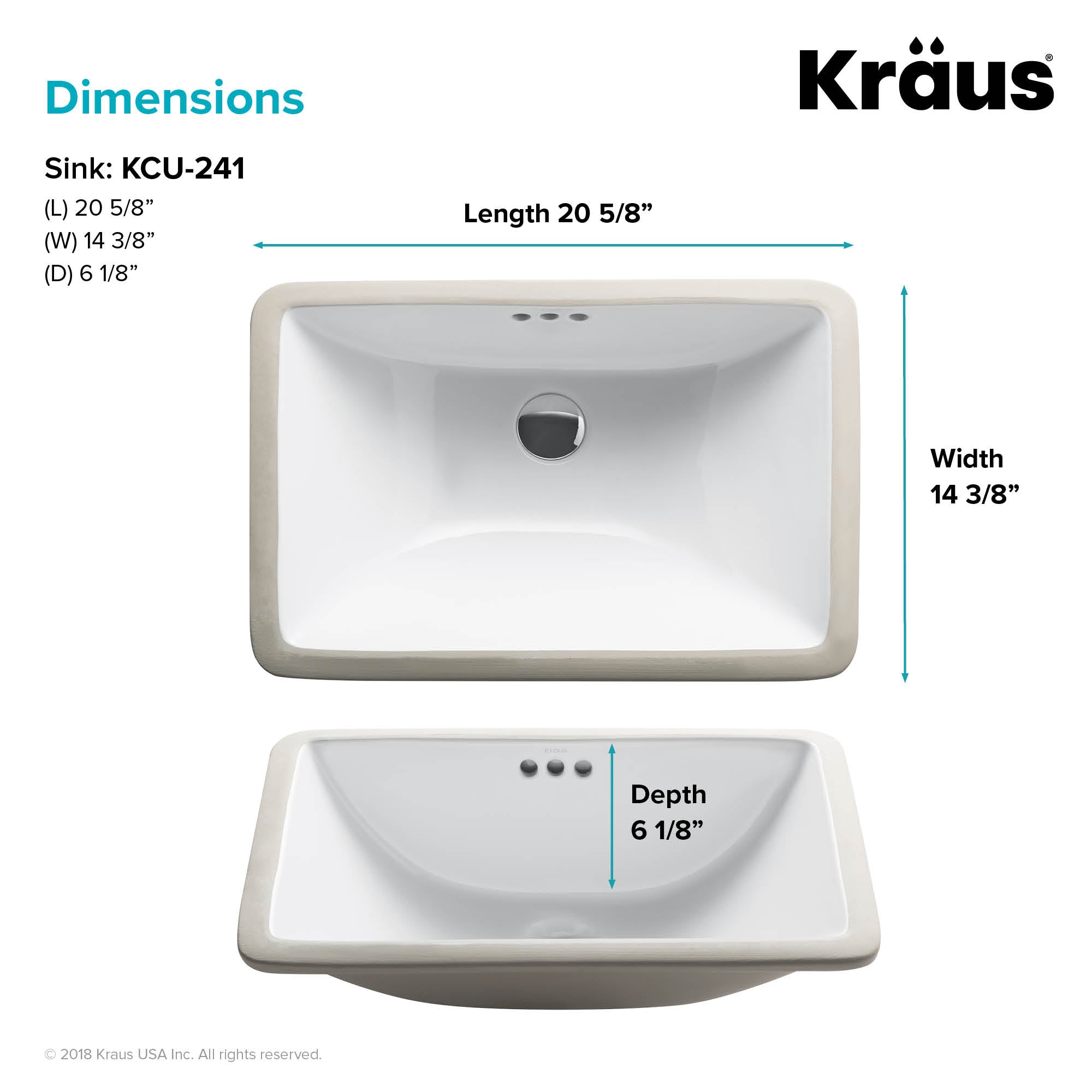 KRAUS Elavo Small Rectangular Ceramic Undermount Bathroom Sink in White with Overflow-Bathroom Sinks-DirectSinks