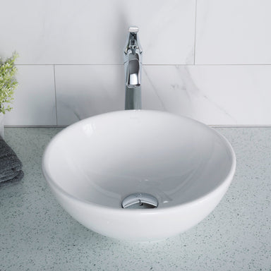 KRAUS Elavo Small Round Ceramic Vessel Bathroom Sink in White-Bathroom Sinks-DirectSinks