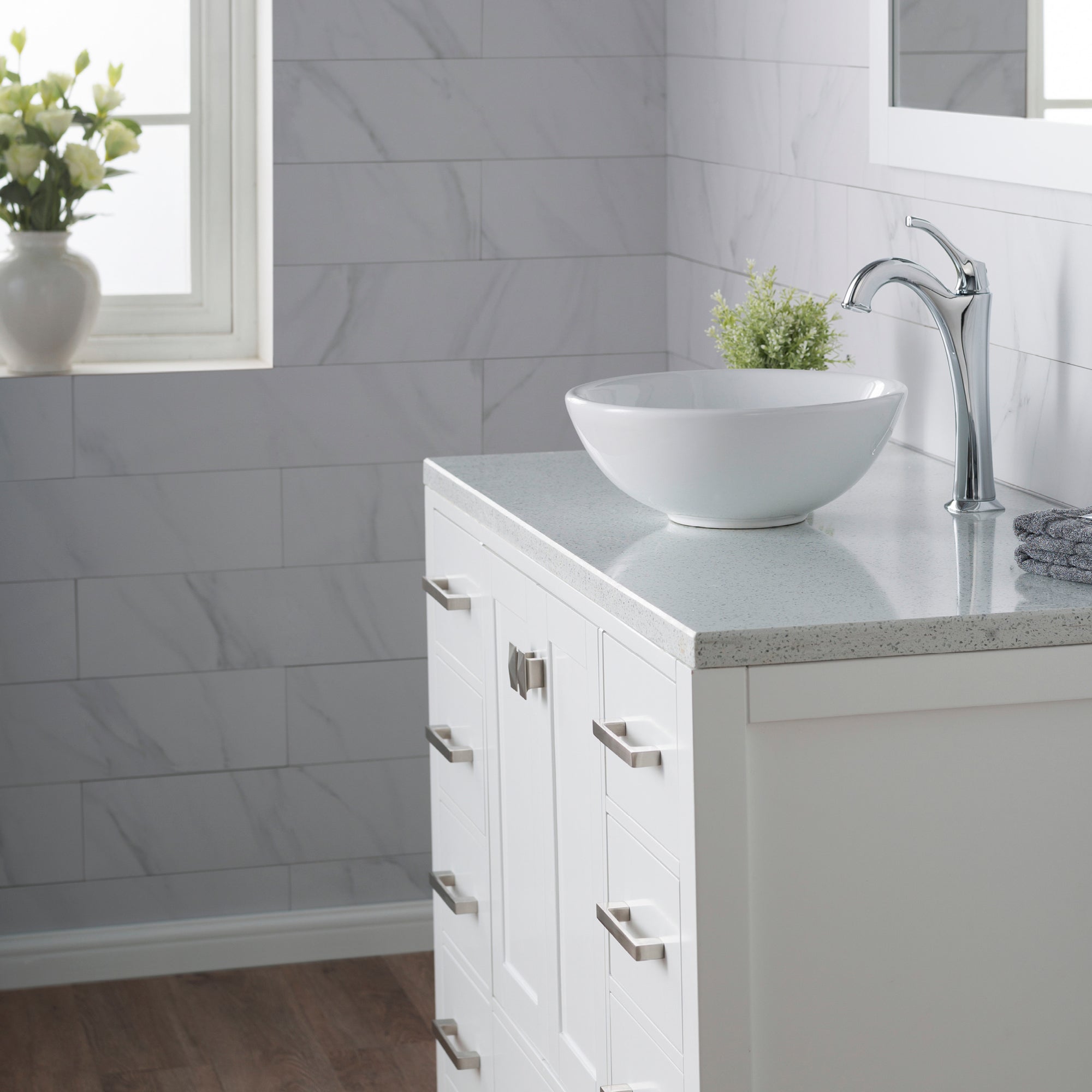 KRAUS Elavo Small Round Ceramic Vessel Bathroom Sink in White-Bathroom Sinks-DirectSinks