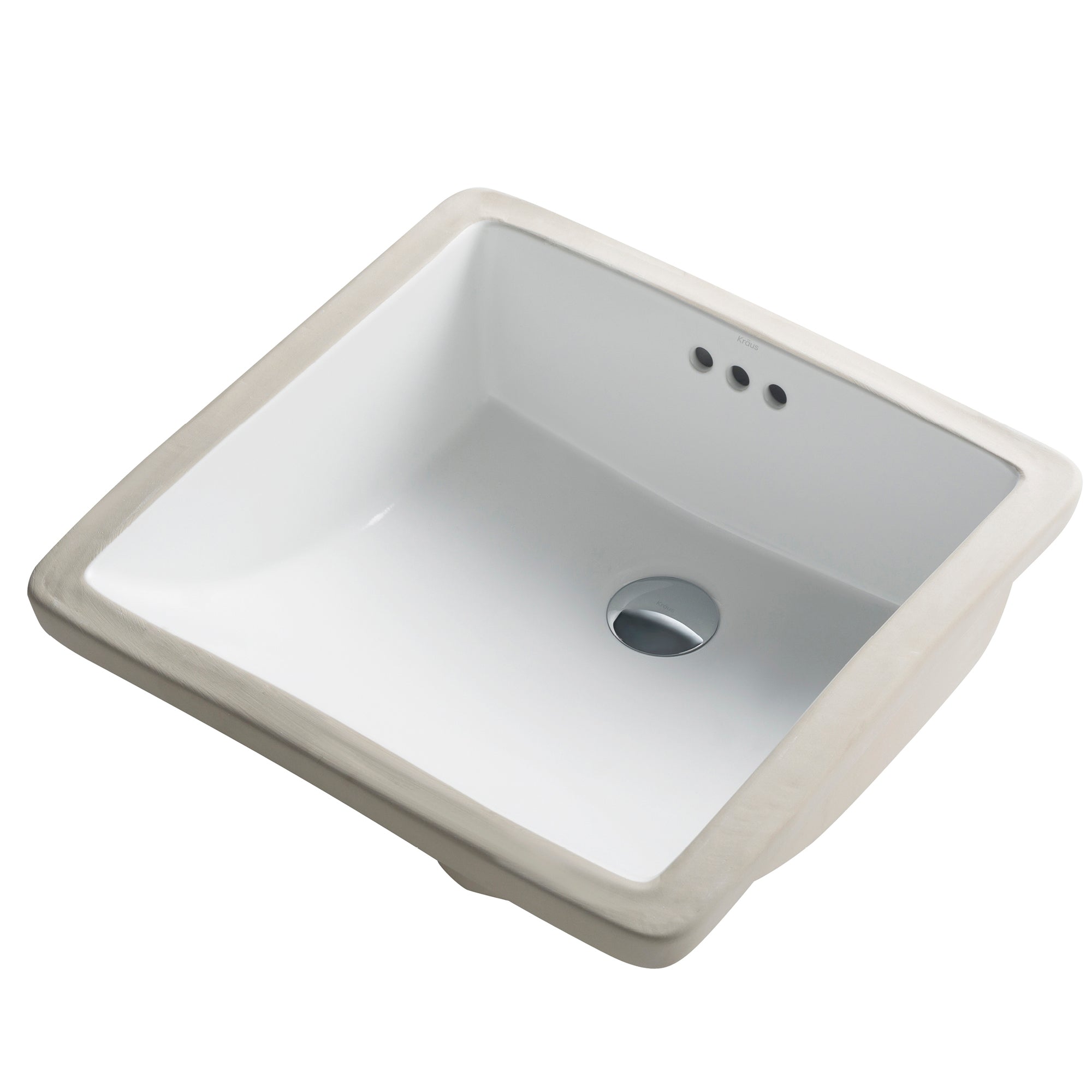 KRAUS Elavo Square Ceramic Undermount Bathroom Sink in White with Overflow-Bathroom Sinks-DirectSinks