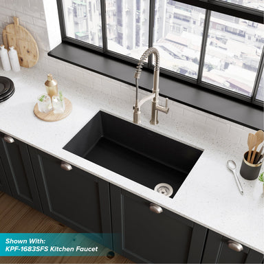 KRAUS Forteza 32" Undermount Single Bowl Granite Kitchen Sink in Black-Kitchen Sinks-DirectSinks