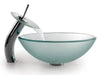 Kraus Frosted Glass Vessel Sink and Waterfall Faucet-DirectSinks