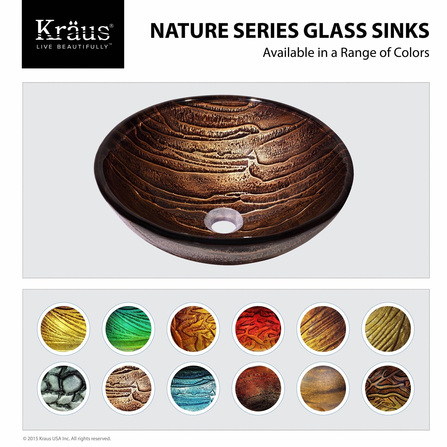 KRAUS Gaia Glass Vessel Sink in Brown-Bathroom Sinks-DirectSinks