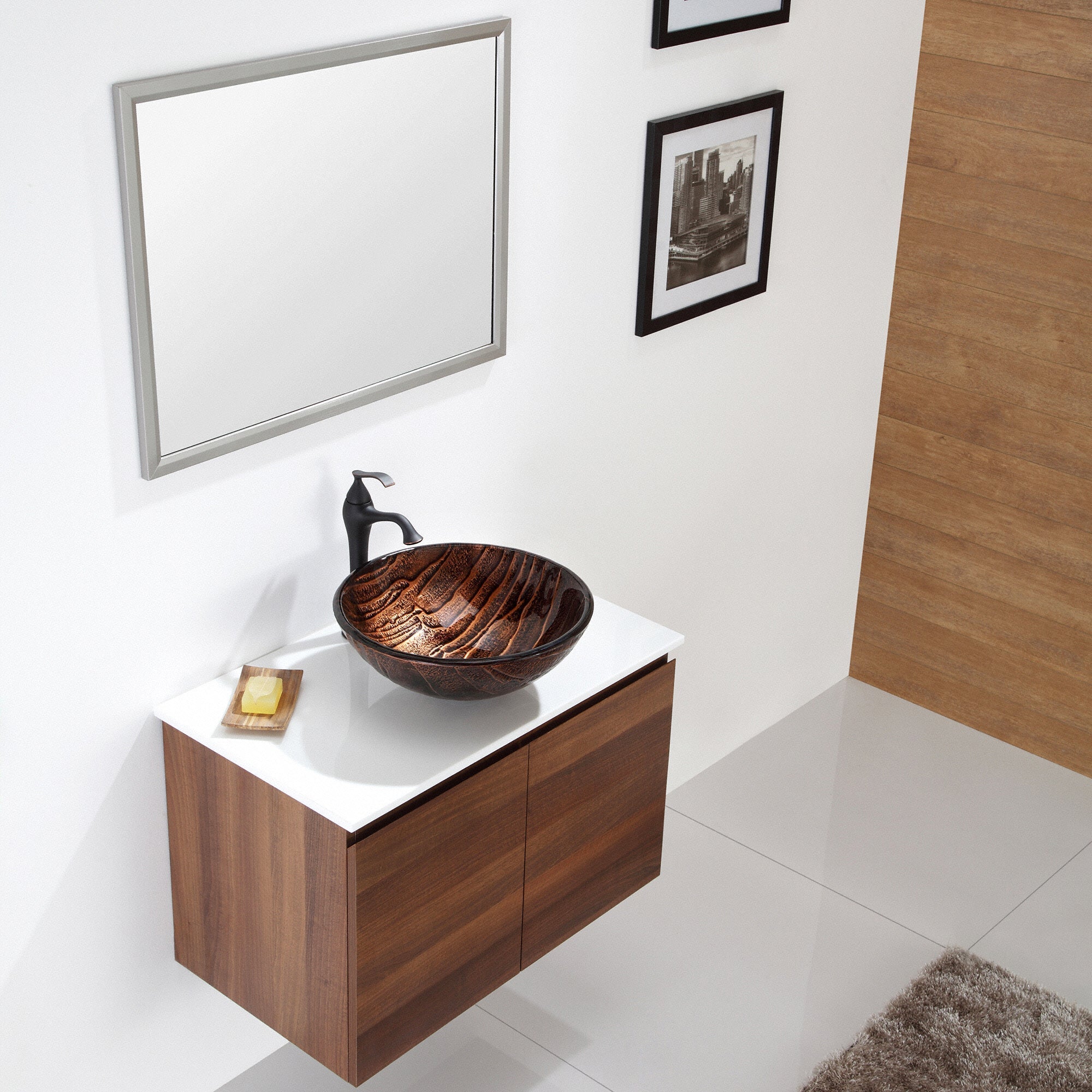 KRAUS Gaia Glass Vessel Sink in Brown-Bathroom Sinks-DirectSinks