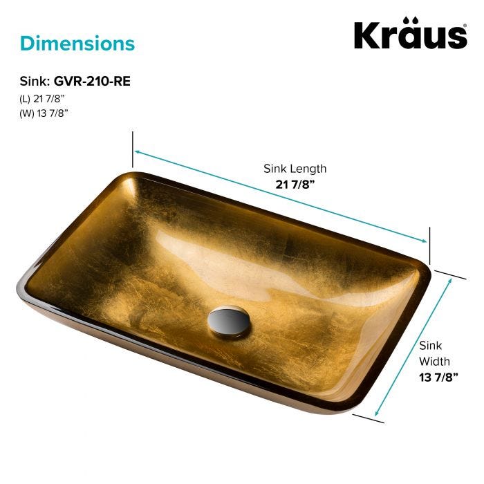 KRAUS Golden Pearl Rectangular Glass Vessel Sink in Gold-Bathroom Sinks-DirectSinks