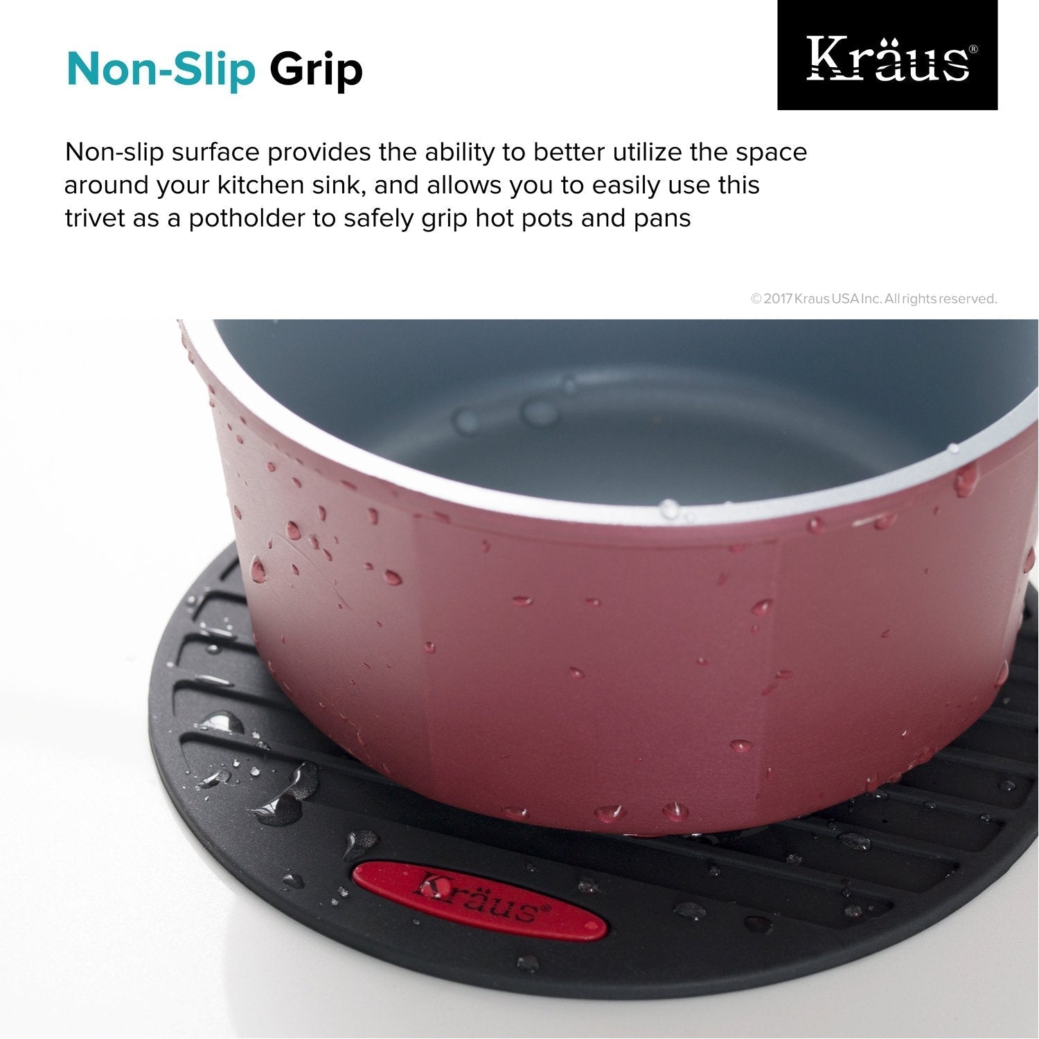 KRAUS Heat-Resistant 100% Food-Safe Silicone Non-Slip Trivet-Kitchen Accessories-KRAUS