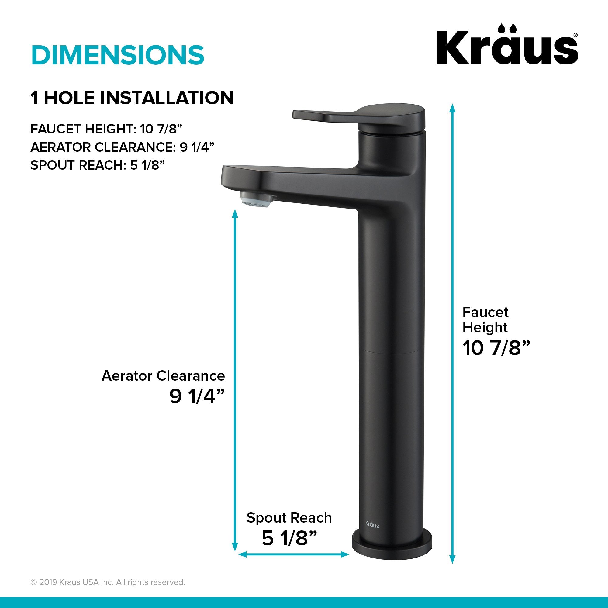 KRAUS Indy Single Handle 2-Pack Vessel Bathroom Faucet in Matte Black KVF-1400MB-2PK | DirectSinks