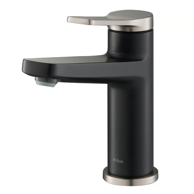 KRAUS Indy Single Handle Bathroom Faucet in Spot Free Stainless Steel/Matte Black KBF-1401SFSMB | DirectSinks