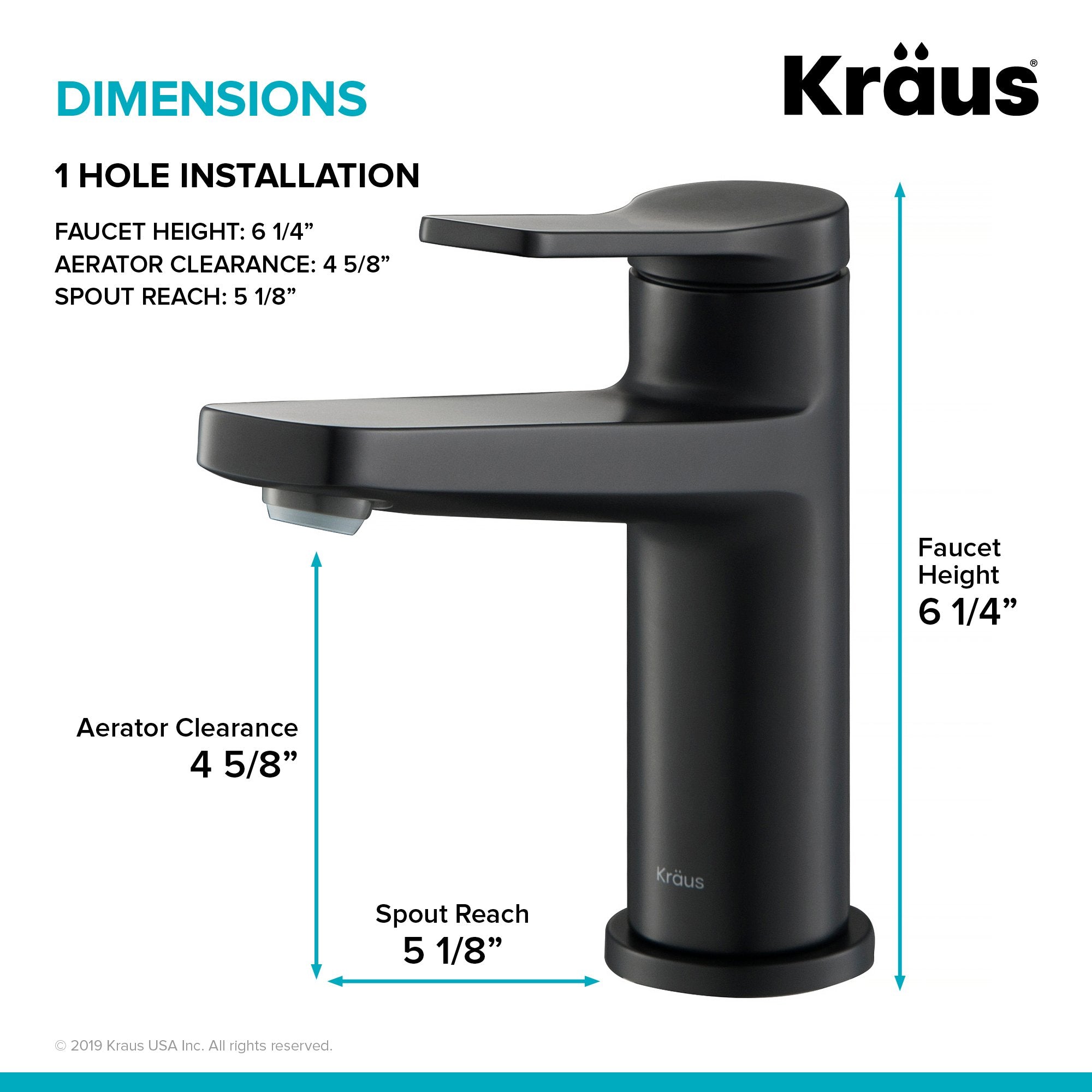 KRAUS Indy Single Handle Bathroom Faucet with 24" Towel Bar, Paper Holder, Towel Ring and Robe Hook in Matte Black C-KBF-1401-KEA-188MB | DirectSinks