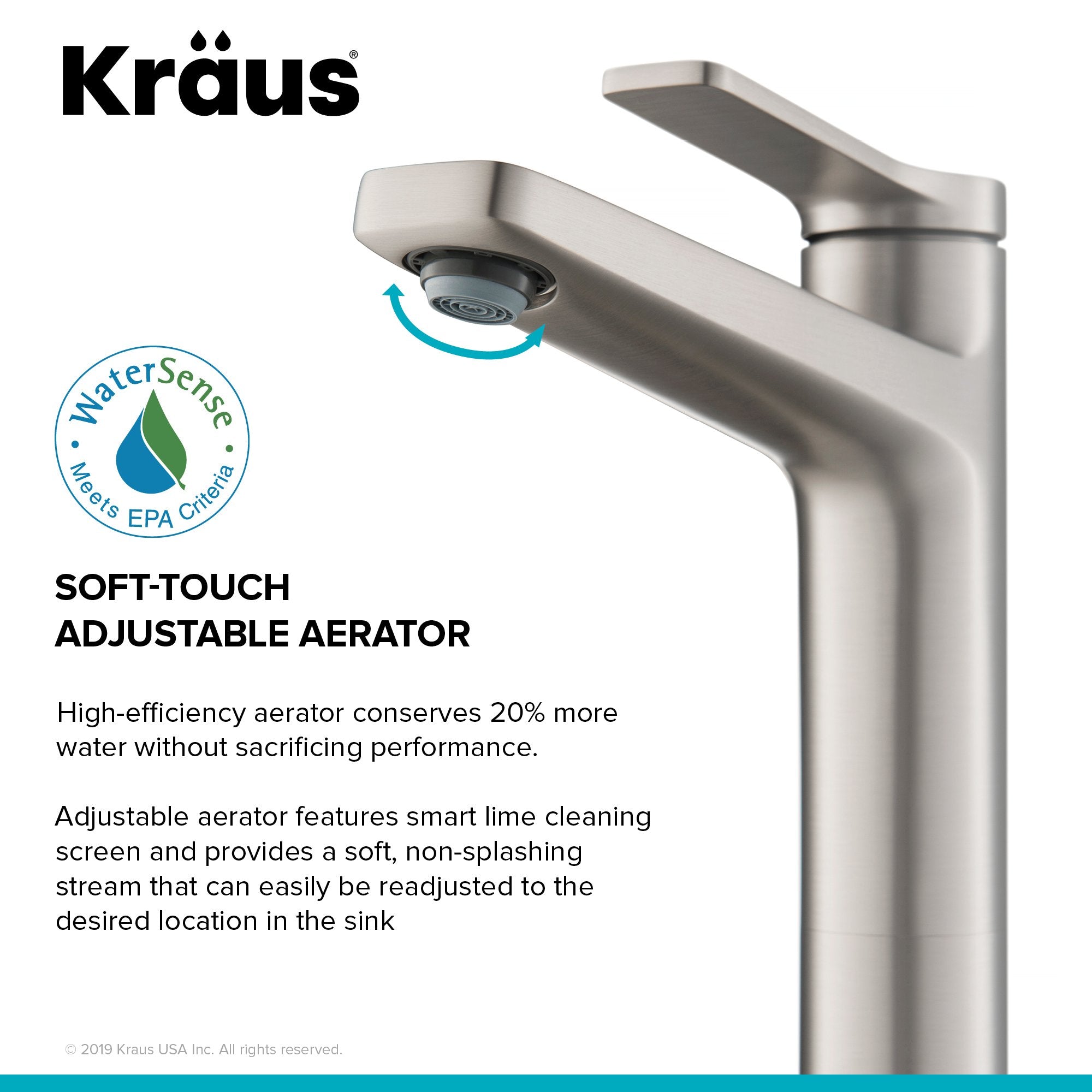 KRAUS Indy Single Handle Vessel Bathroom Faucet in Spot Free Stainless Steel KVF-1400SFS | DirectSinks