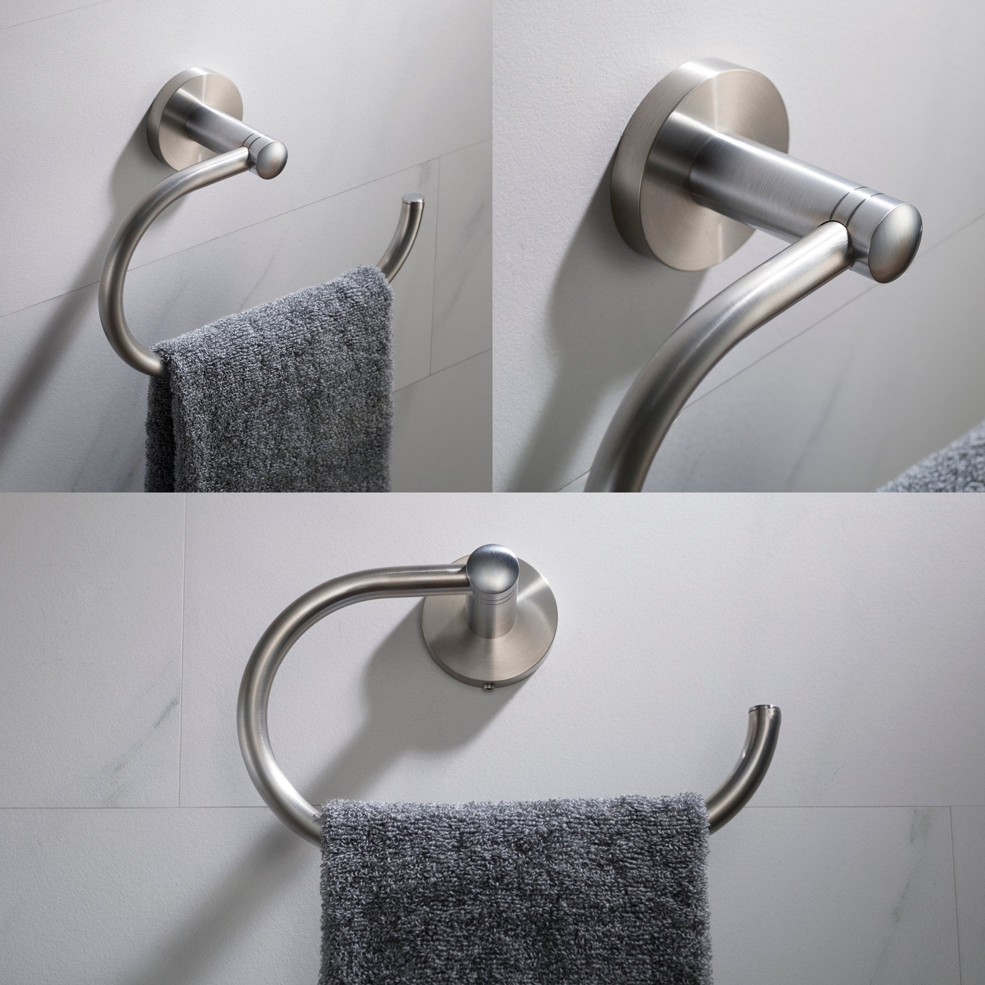 KRAUS Indy Single Handle Vessel Bathroom Faucet with 24" Towel Bar, Paper Holder, Towel Ring and Robe Hook in Spot-Free Stainless Steel C-KVF-1400-KEA-188SFS | DirectSinks