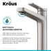 KRAUS Indy Single Handle Vessel Bathroom Faucet with Drain in Spot Free Stainless Steel KVF-1400SFS-PU-10SN | DirectSinks
