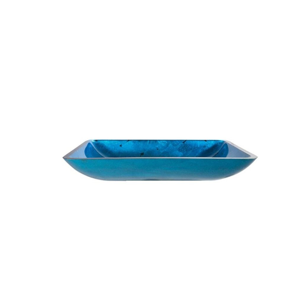 KRAUS Irruption Blue Rectangular Glass Vessel Bathroom Sink with PU-Bathroom Sinks-DirectSinks