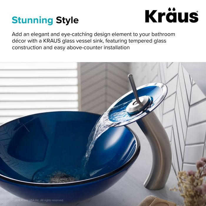 KRAUS Irruption Glass Vessel Sink in Blue-Bathroom Sinks-DirectSinks