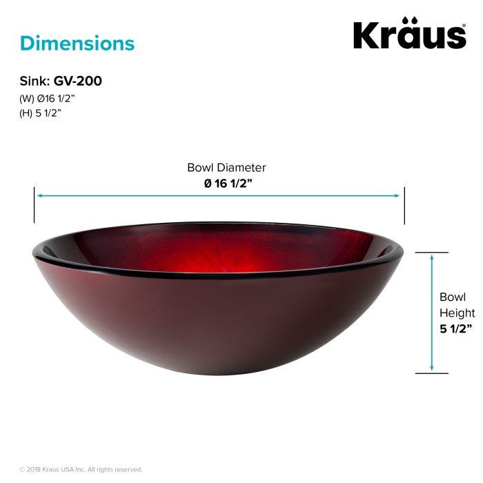 KRAUS Irruption Glass Vessel Sink in Red-Bathroom Sinks-DirectSinks