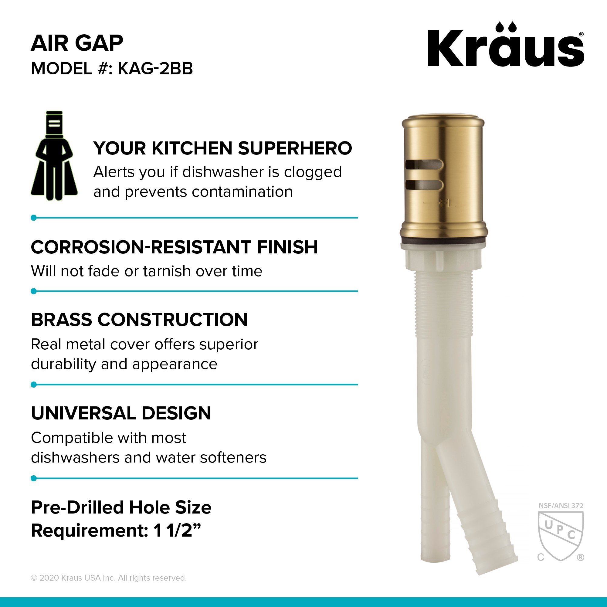 KRAUS KAG-2 Air Gap-Kitchen Accessories-KRAUS