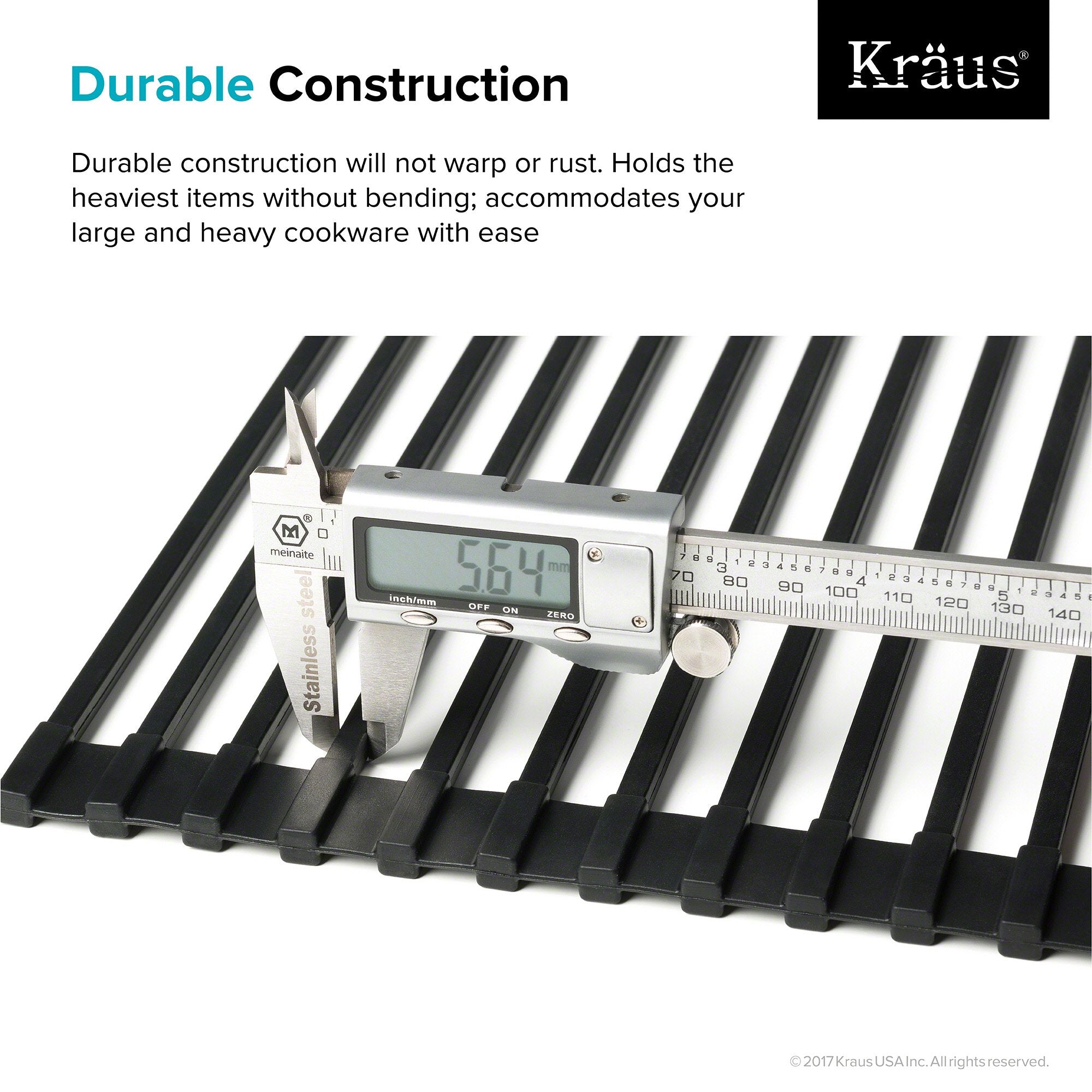 Kraus Drying Rack KRAUS KRM-10 Universal Over Sink Roll-Up Drying Rack in Black — DirectSinks