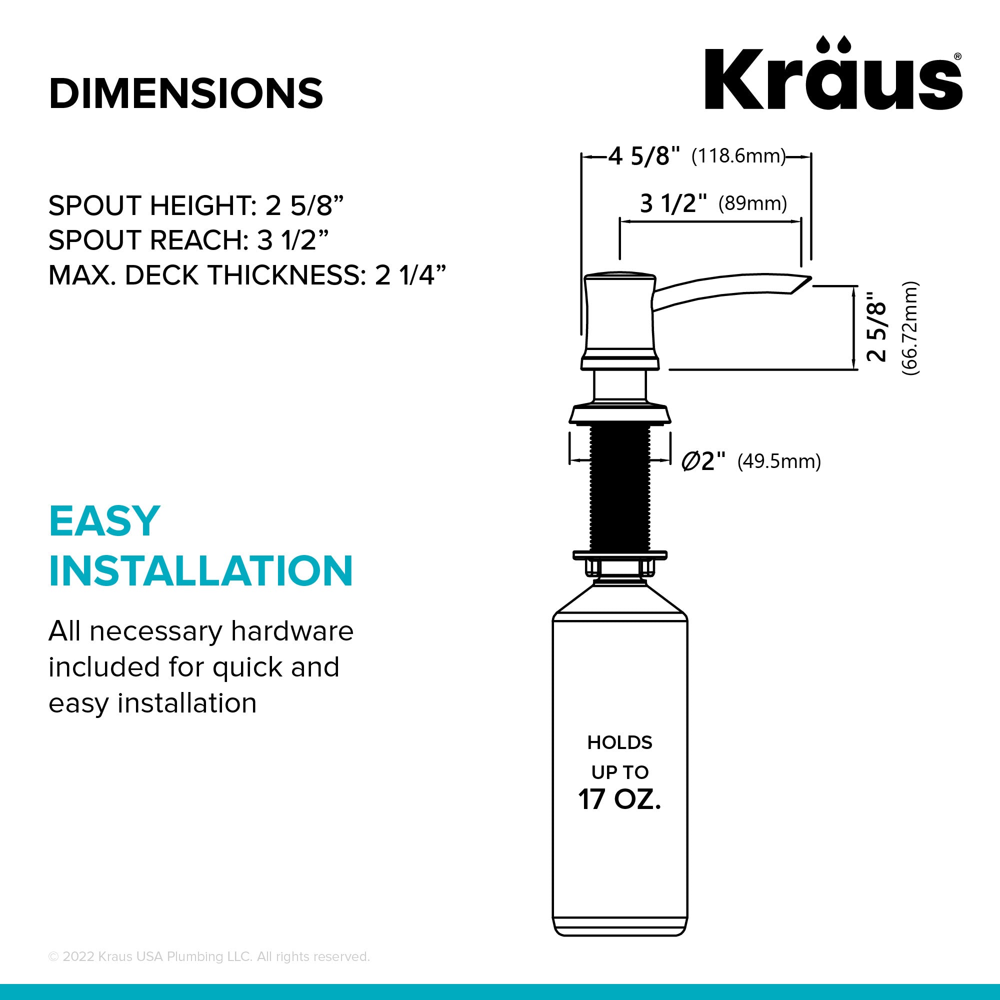 KRAUS KSD-54 Brushed Brass Soap Dispenser-Soap Dispensers-DirectSinks