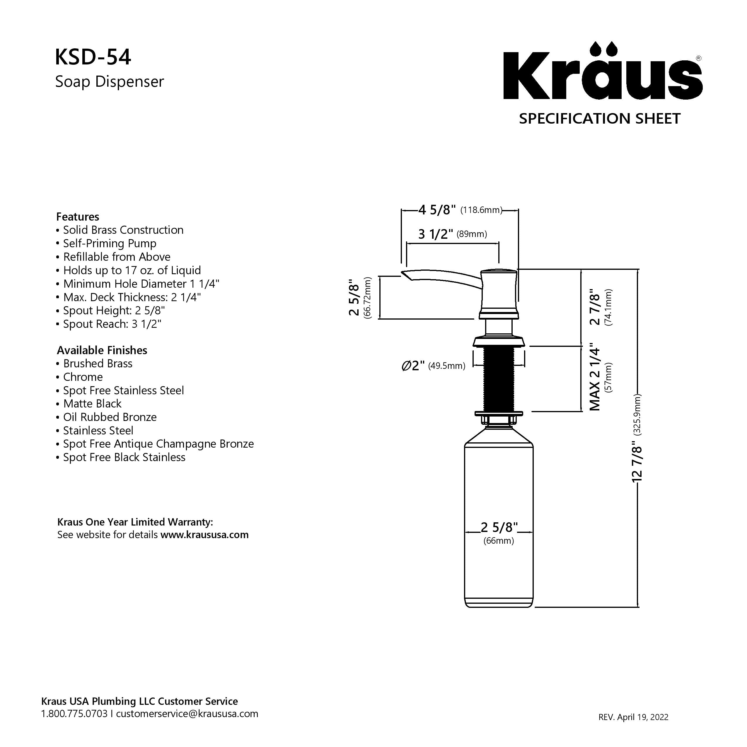 KRAUS KSD-54 Soap Dispenser in Stainless-Soap Dispensers-DirectSinks