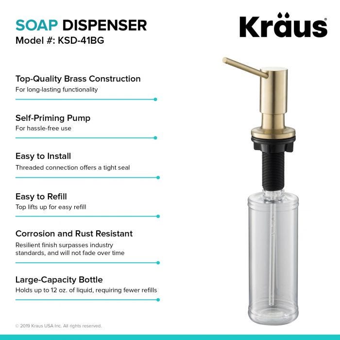 KRAUS Kitchen Soap Dispenser in Brushed Gold-Soap Dispensers-DirectSinks