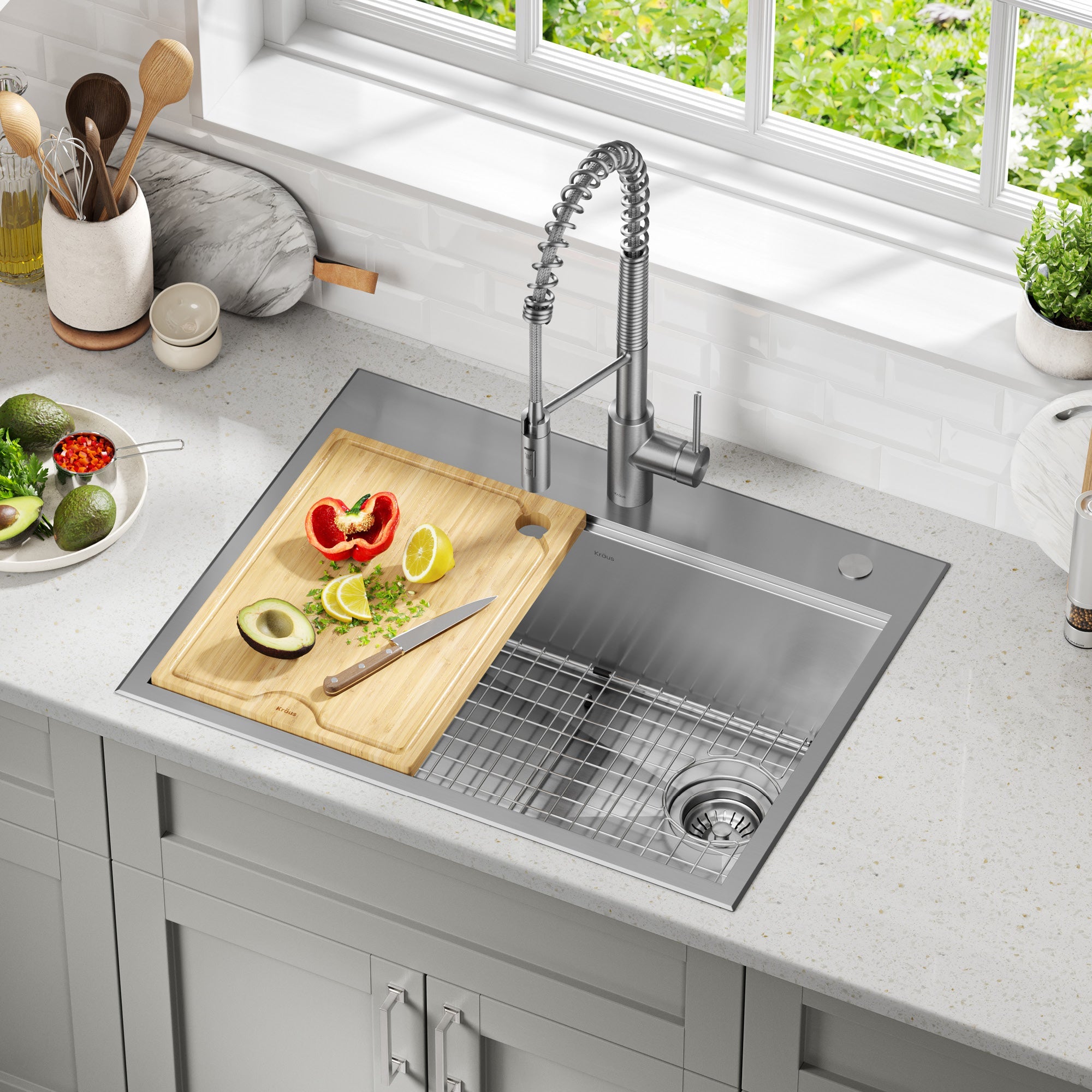 KRAUS Kore 28" Top Mount Workstation Single Bowl Kitchen Sink — DirectSinks
