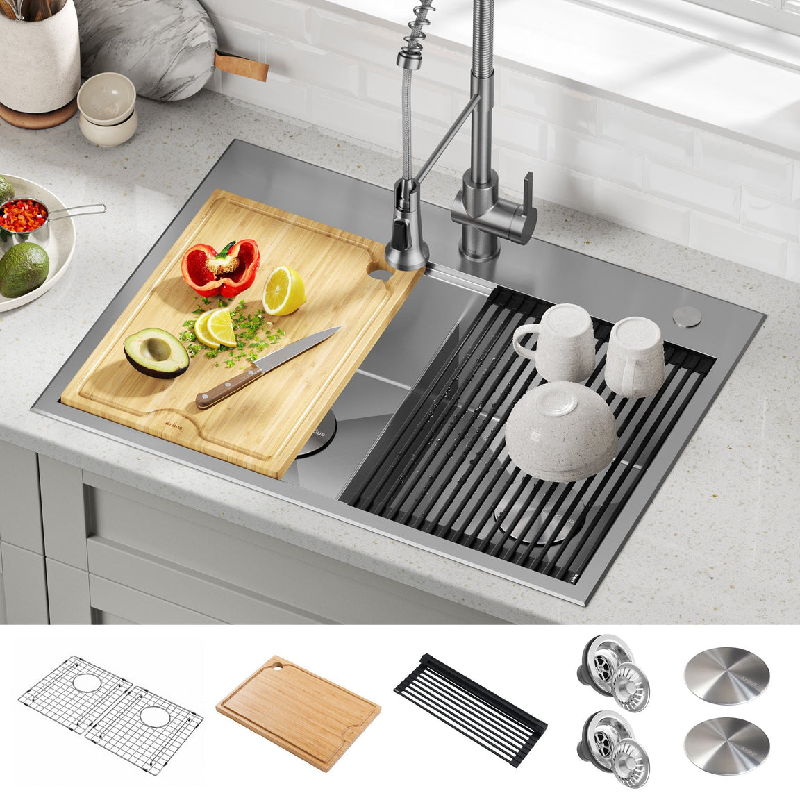 Ledge & Workstation Kitchen Sinks for Sale - Kraus & Ruvati ...