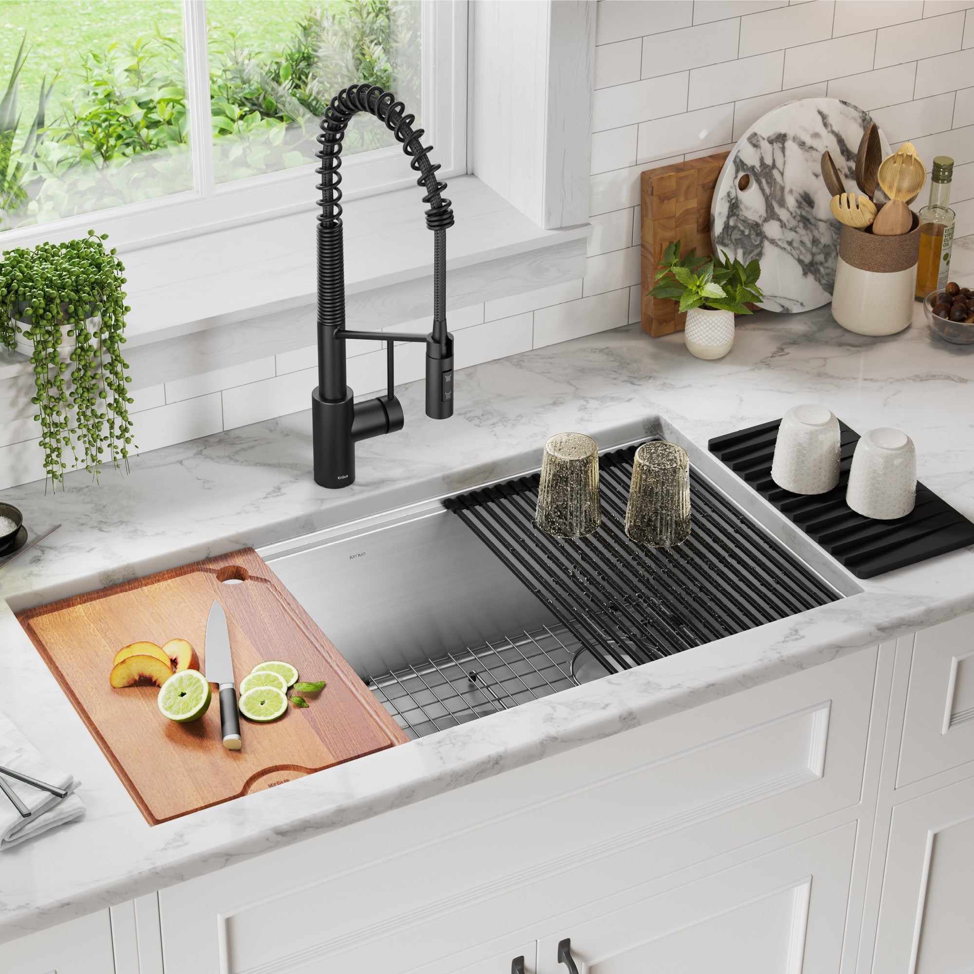 32” Workstation Kitchen Sink Undermount Stainless Steel Single