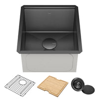 KRAUS Kore Workstation 17" Undermount 16 Gauge Bar or Prep Sink in PVD Gunmetal