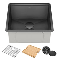 KRAUS Kore Workstation 21" Undermount 16 Gauge Bar or Kitchen Sink in PVD Gunmetal