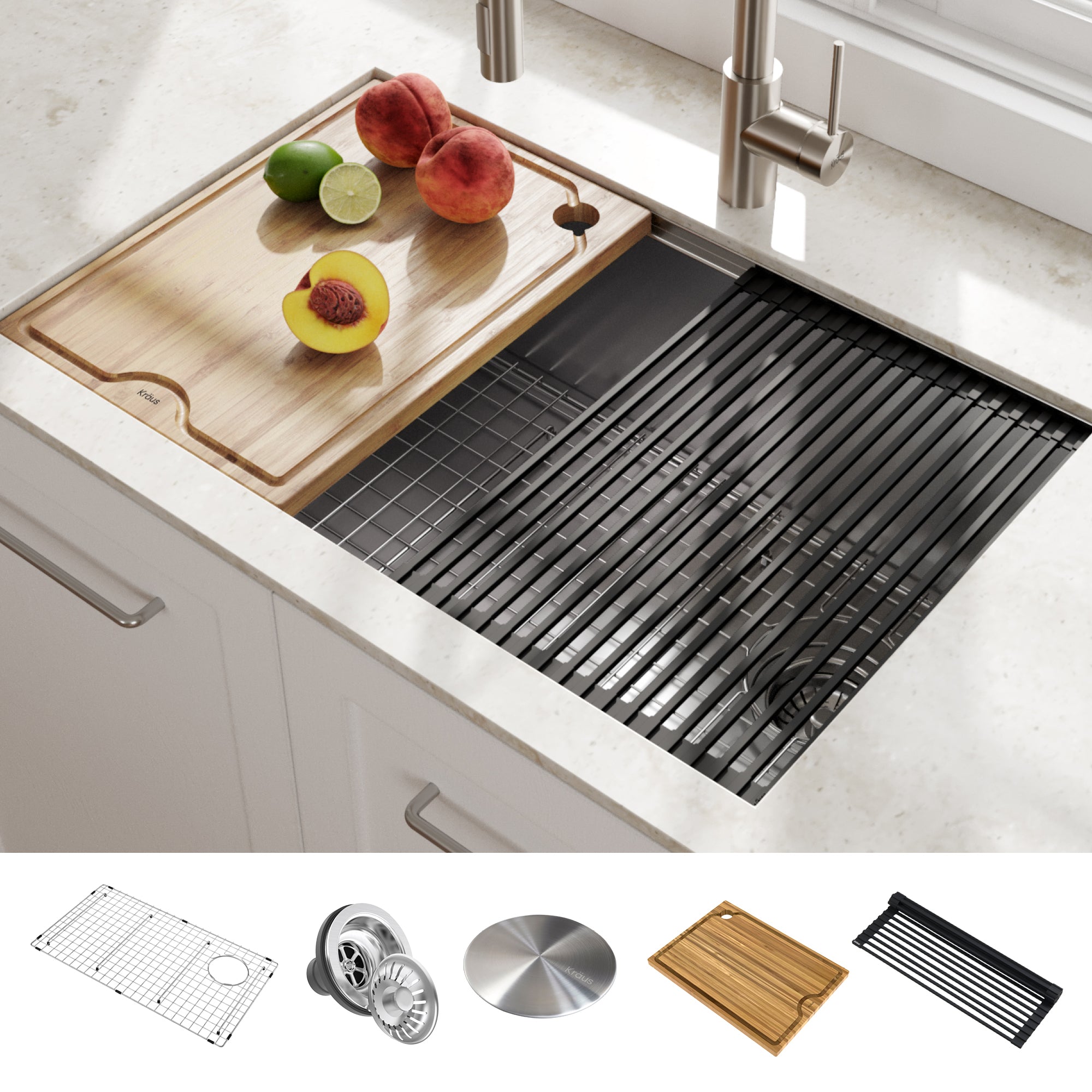 Kraus 17 Inch Length Workstation Kitchen Sink Dish Drying Rack