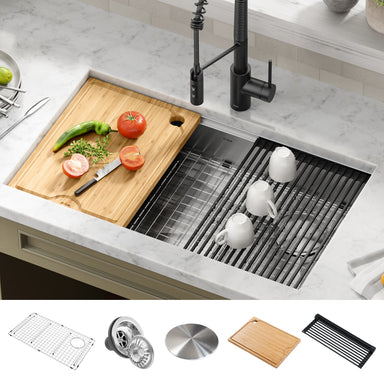 KRAUS Kore Workstation 32" Undermount 16 Gauge 5.5" Deep Single Bowl ADA Kitchen Sink-Kitchen Sinks-DirectSinks