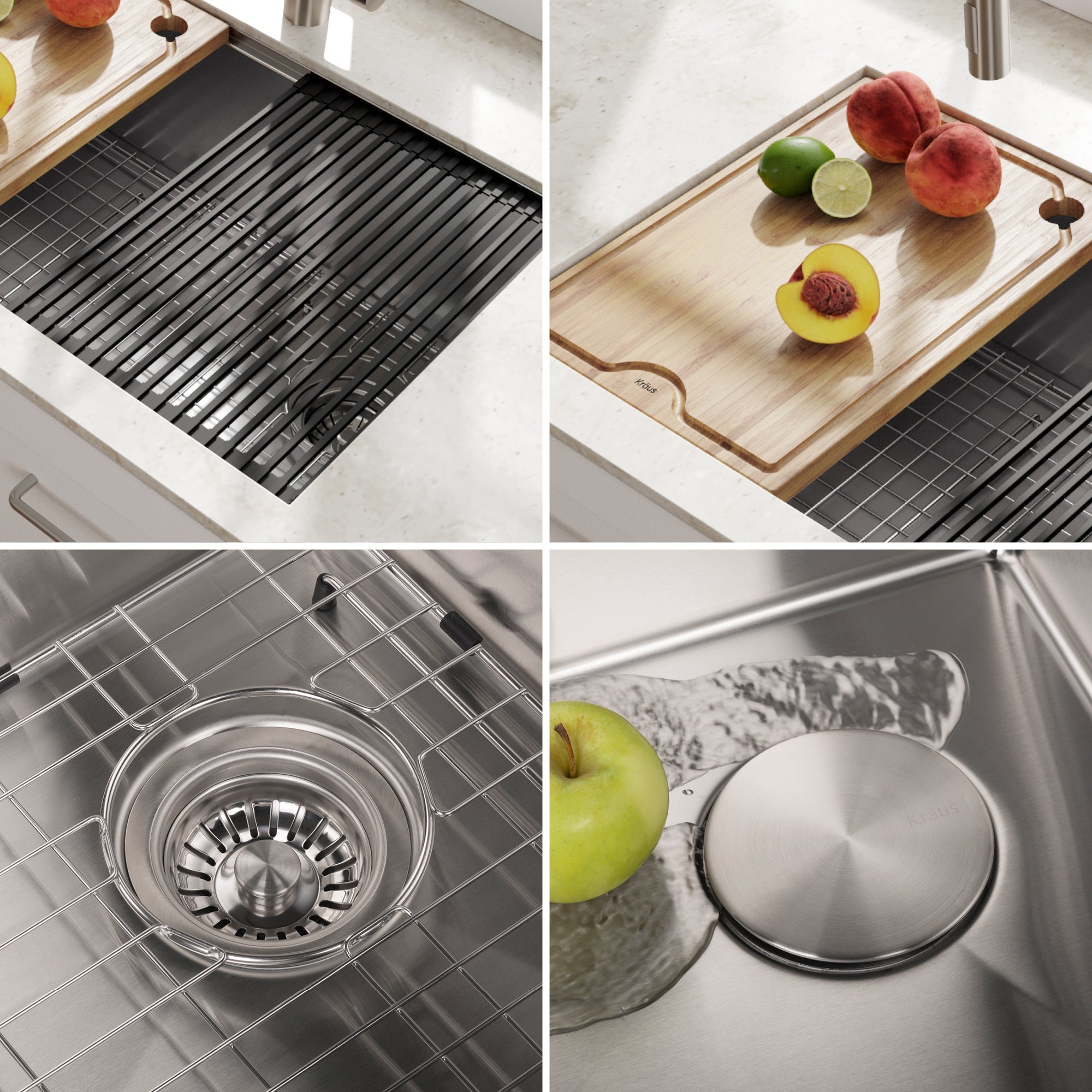 KRAUS Kore Workstation 32" Undermount 16 Gauge Single Bowl Stainless Steel Kitchen Sink with Accessories-Kitchen Sinks-DirectSinks