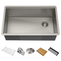 KRAUS Kore Workstation 32" Undermount 16 Gauge Single Bowl Stainless Steel Kitchen Sink with Accessories